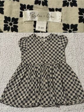 Rylee + Cru Black and Beige Floral Block Print Button-Front Dress | Girls 2-3Y